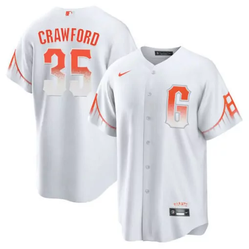 Brandon Crawford 25 Giants Jersey White City Connect Men Custom Design Orange Gray