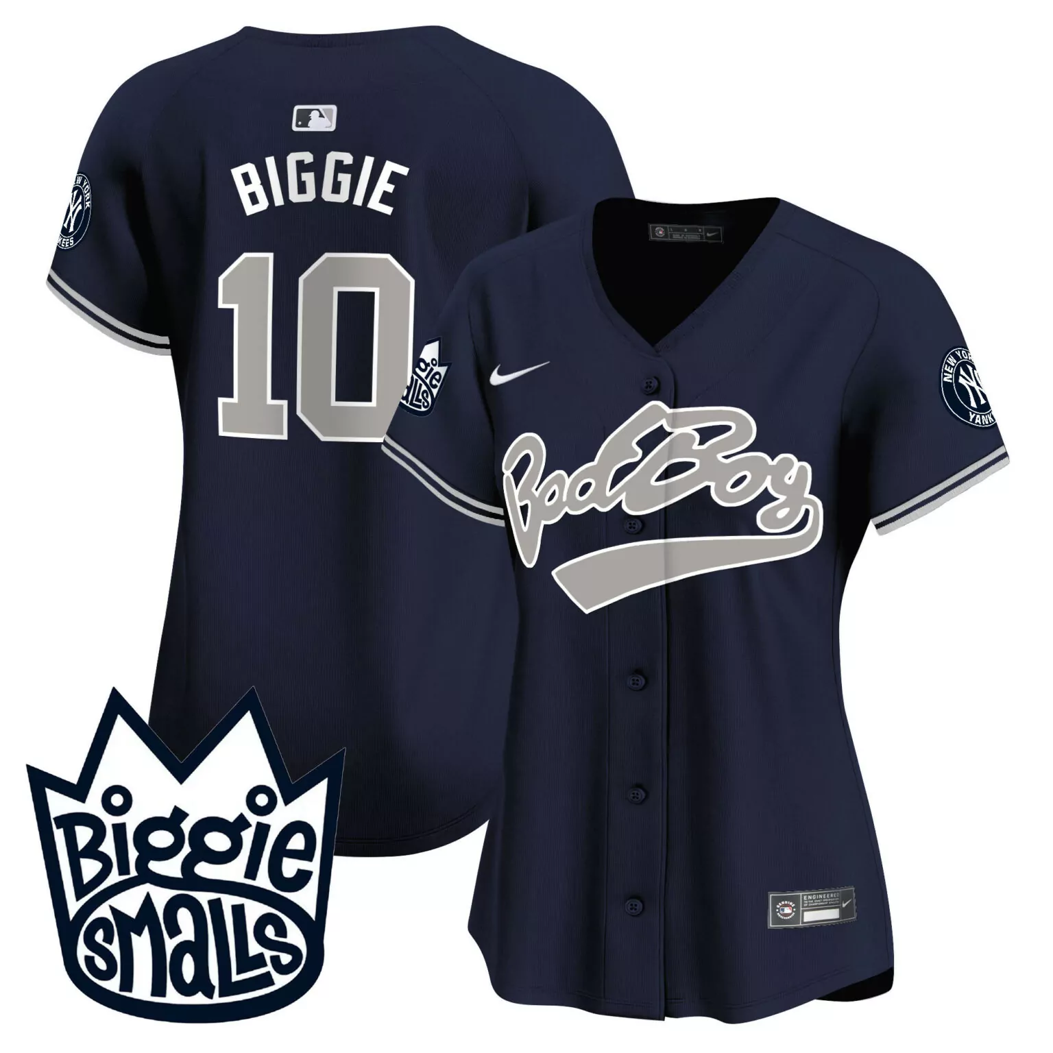Biggie Smalls 10 New York Yankees Jersey Navy 2023 Men Grey White Alternate All Stitched