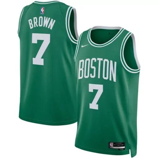 Jaylen Brown 7 Boston Celtics Jersey Green Men Standard White Unisex Icon