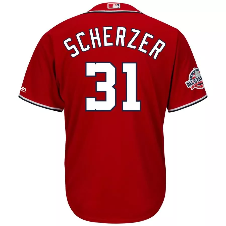 Max Scherzer 31 Jersey Red Washington Nationals 2018 All-star Game Men MLB White