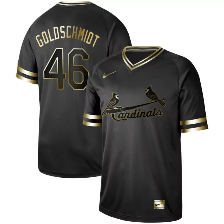 Paul Goldschmidt 46 Cardinals Jersey Black Men Gold Stitched