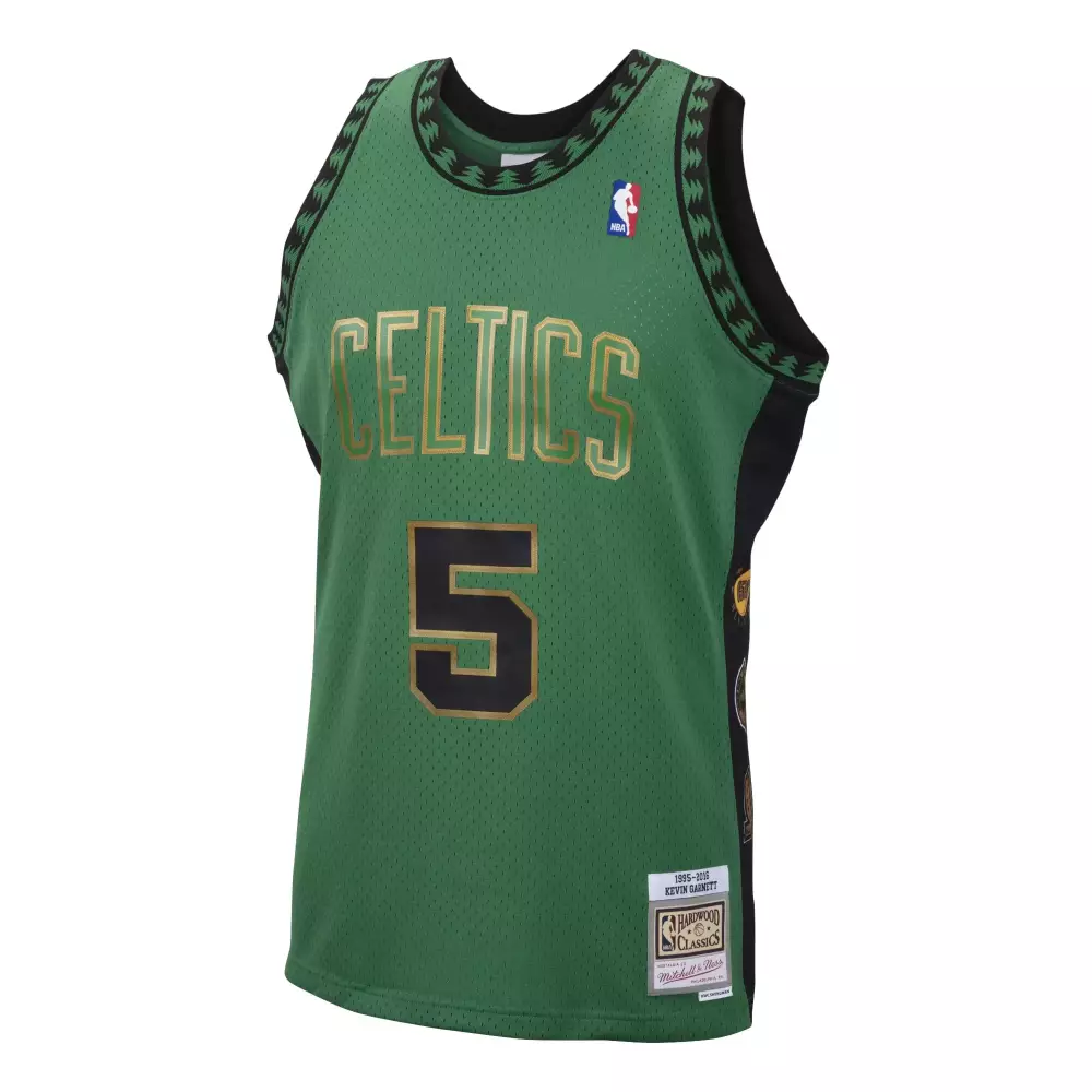 Kevin Garnett 5 Celtics Jersey Green 1995-2015 Hardwood Classics Men Replica Black