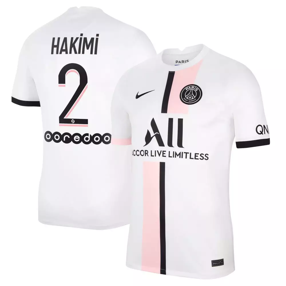 Hakimi 2 Paris Saint-germain Jersey White All Men Split Design Black Pink Away