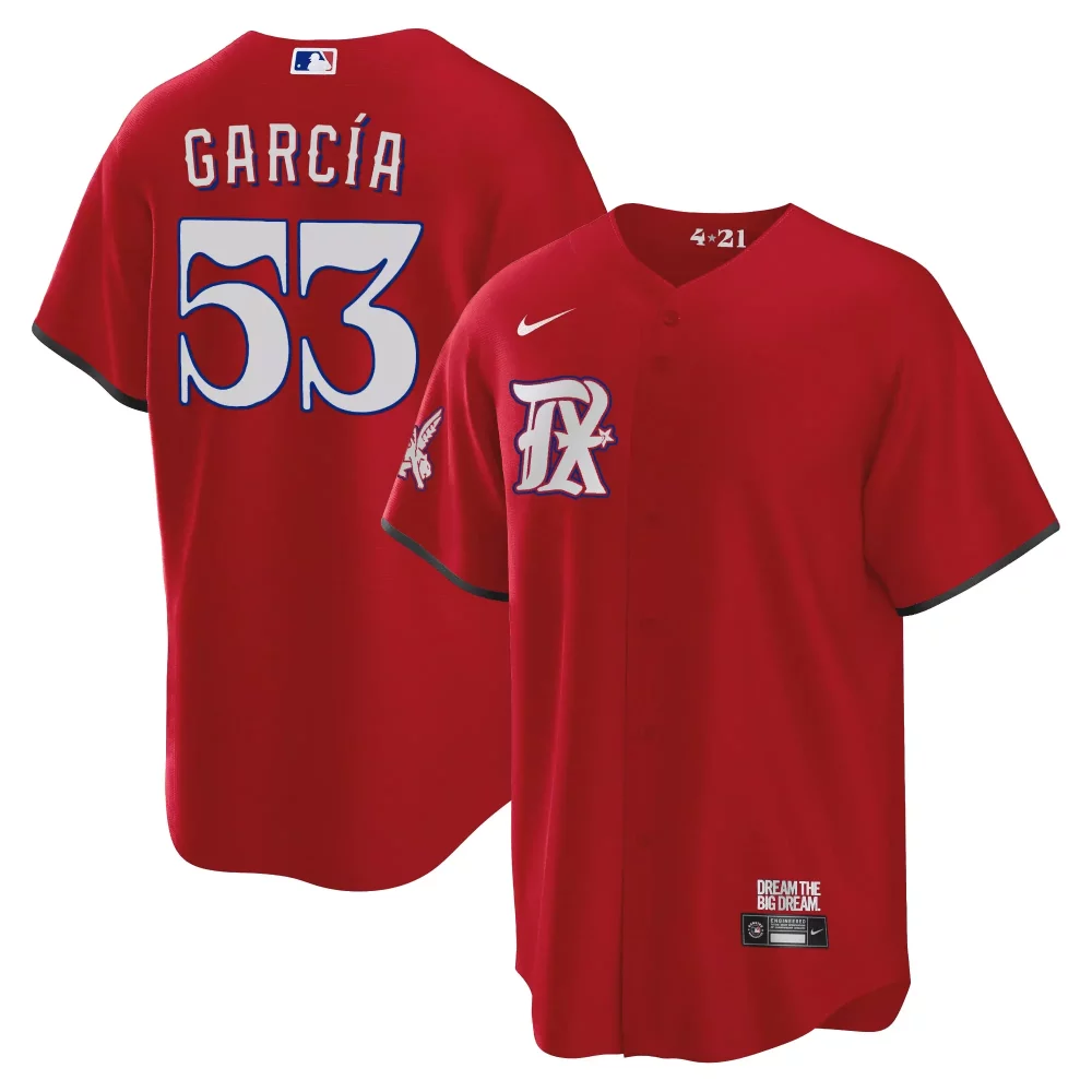 Adolis Garcia 53 Texas Rangers Jersey Red City Connect "dream Big Dream" Tag 2021