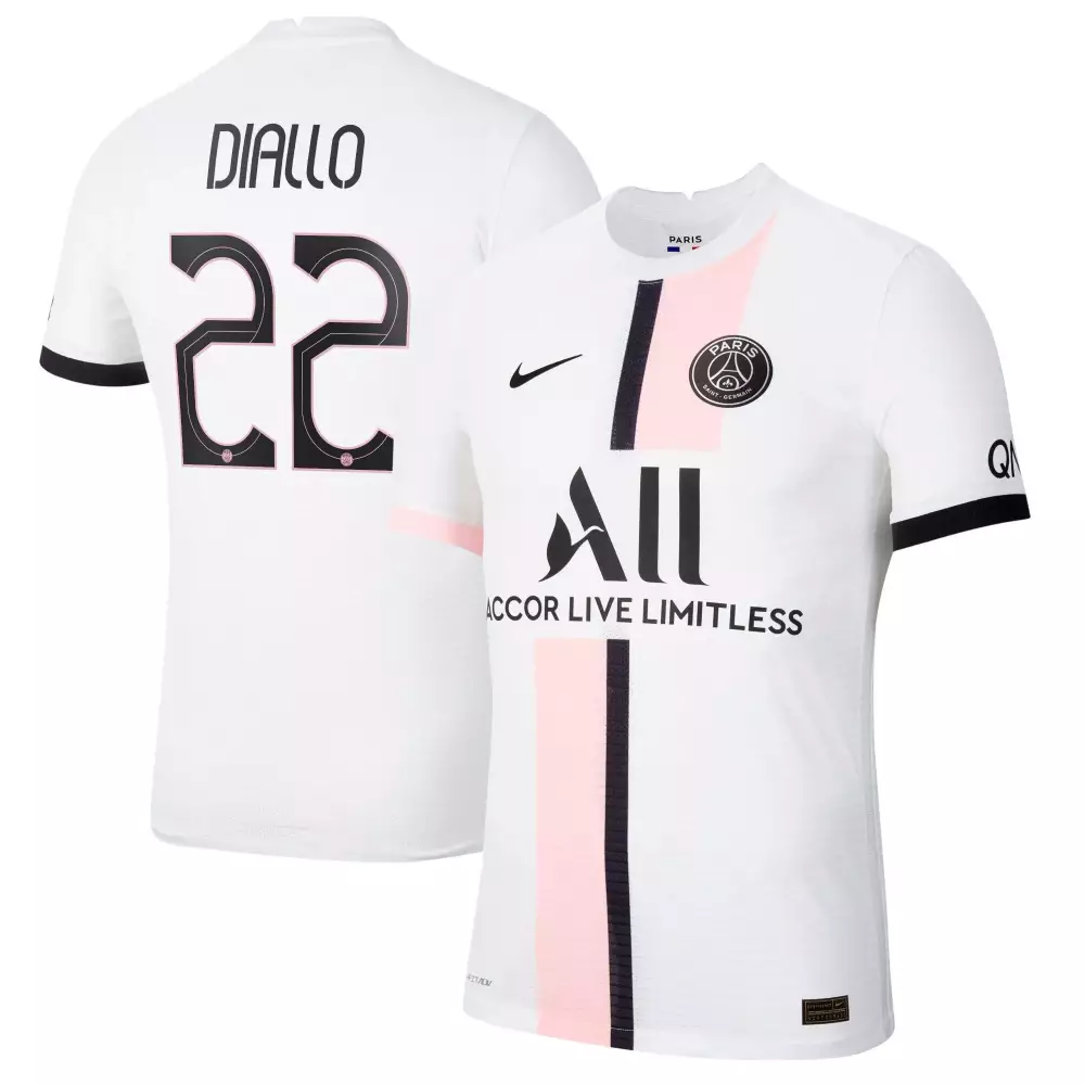 Diallo 22 Paris Saint-germain Jersey White Men Black Pink Away Vapor