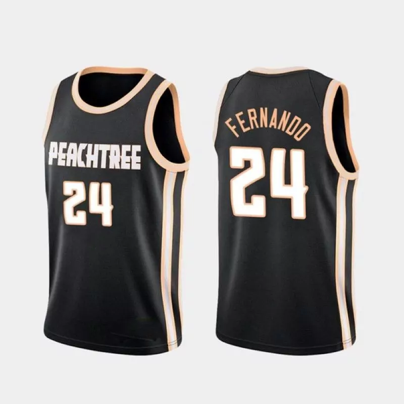 Fernando 24 Peachtree Jersey Black Men White Peach