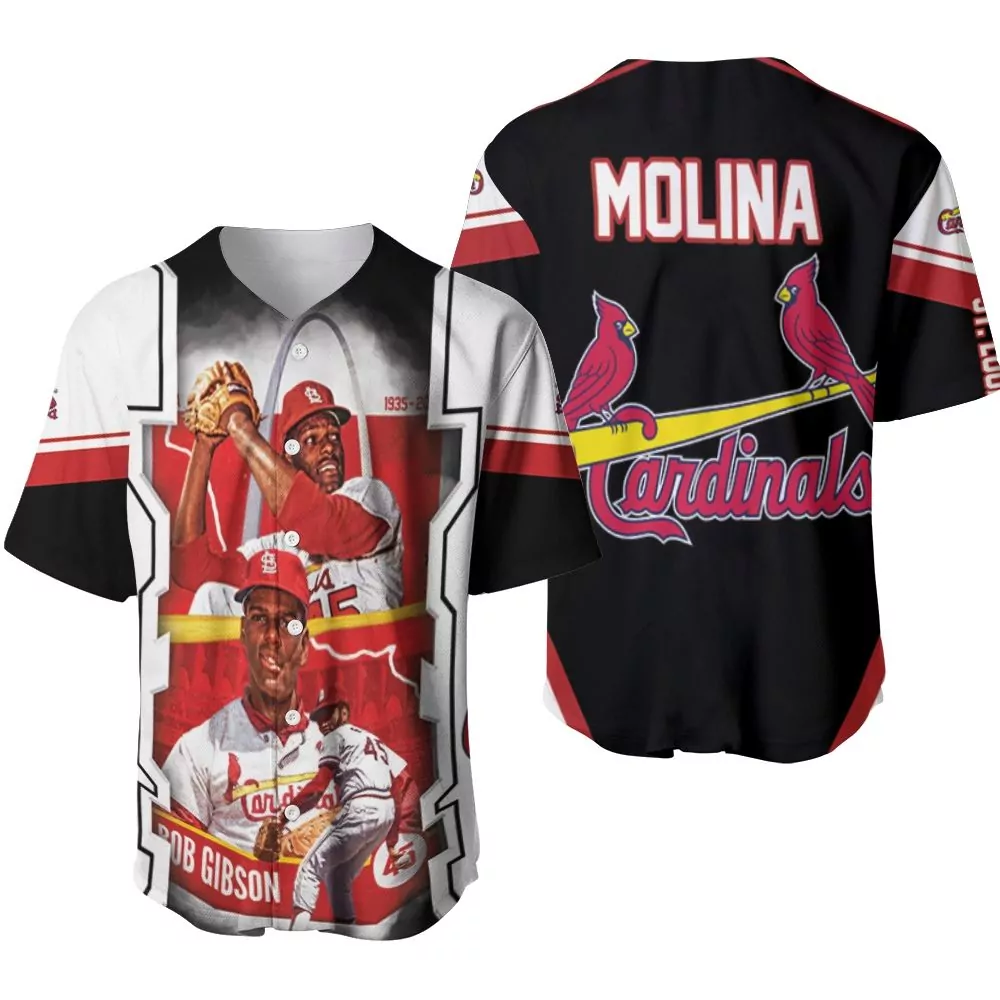 Yadier Molina St. Louis Cardinals Jersey Black Bob Gibson Tribute 1935 Men Full Graphic