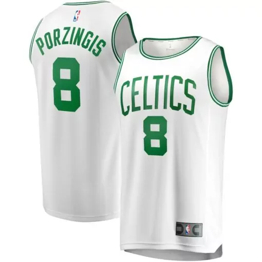Kristaps Porzingis 8 Celtics Jersey White Men NBA Green