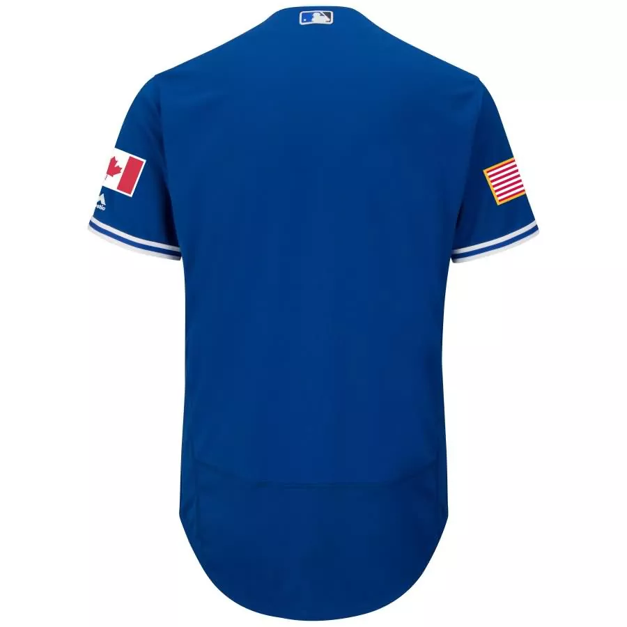 Custom Toronto Blue Jays Jersey Canada Flag USA Men White Flex Base
