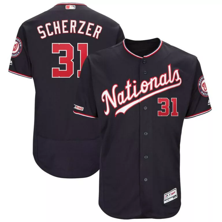 Max Scherzer 31 Nationals Jersey Navy Men Red White