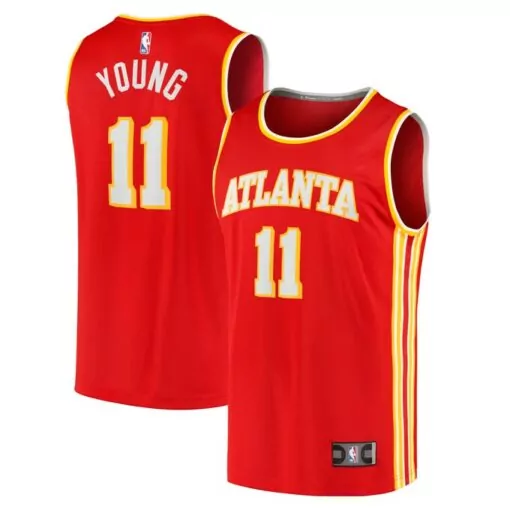 Trae Young 11 Atlanta Hawks Jersey Red Men Yellow White Icon