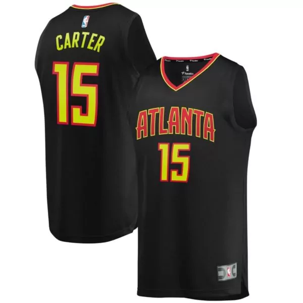 Vince Carter 15 Atlanta Hawks Jersey Black Men Red Yellow Replica Icon