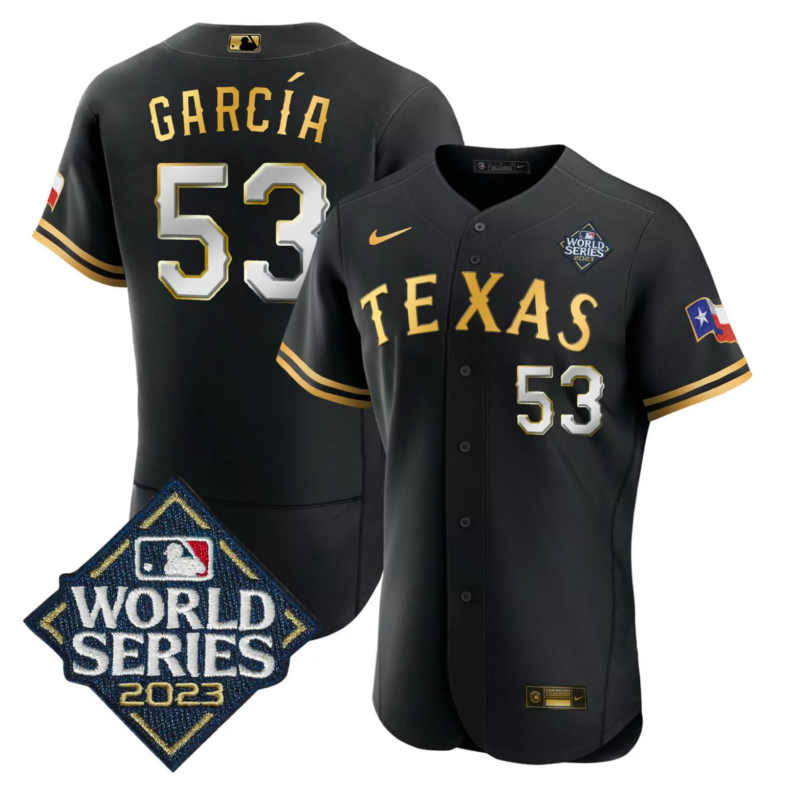 Adolis Garcia 53 Texas Rangers Jersey Black World Series 2023 Men Gold White v2 All