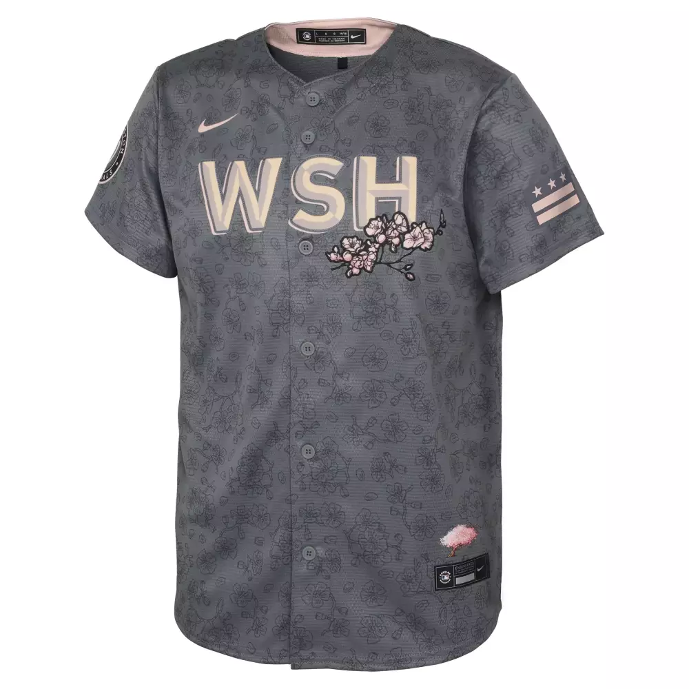 Wsh Washington Nationals Jersey Gray City Connect Cherry Blossom Men Split Custom Design