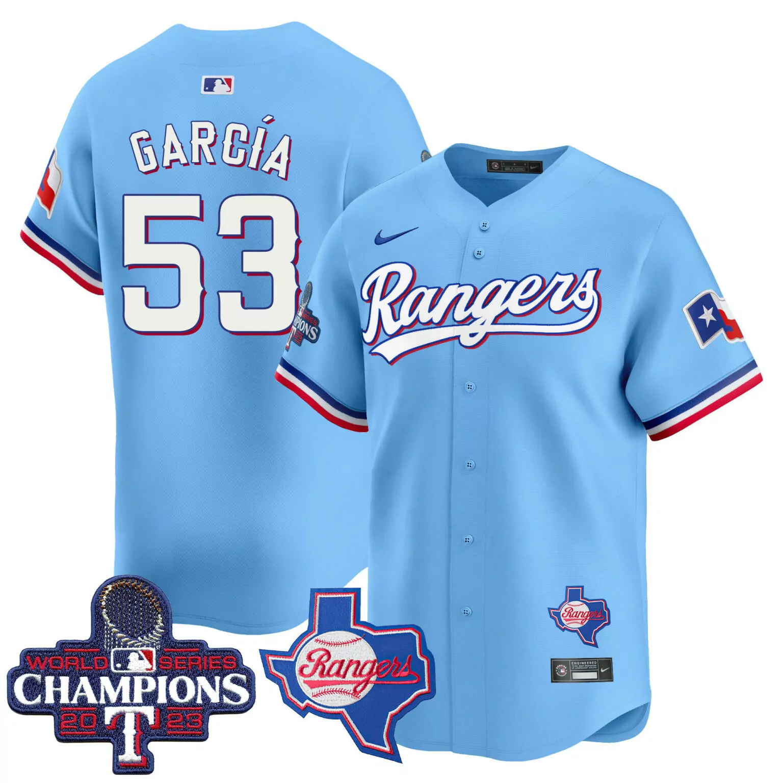 Adolis Garcia 53 Rangers Jersey Blue World Series Champions 2023 Texas Men Alternate