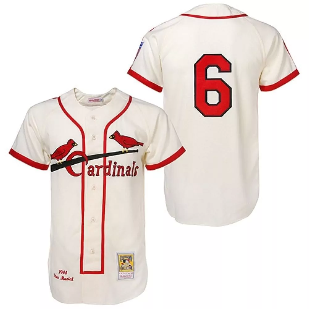 Stan Musial 6 St. Louis Cardinals Jersey Cream 1944 World Series Champions Men Red