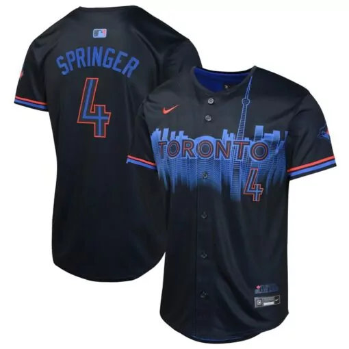 George Springer 4 Jersey Black Toronto Blue Jays Men City Connect Alternate Custom Design