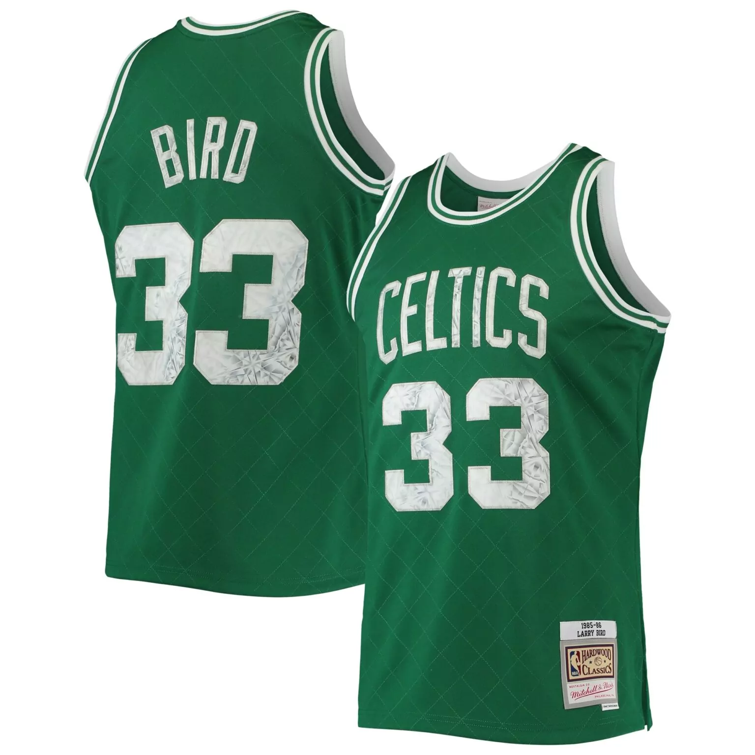 Larry Bird 33 Celtics Jersey Green 1985-86 Hardwood Classics Men White Anniversary