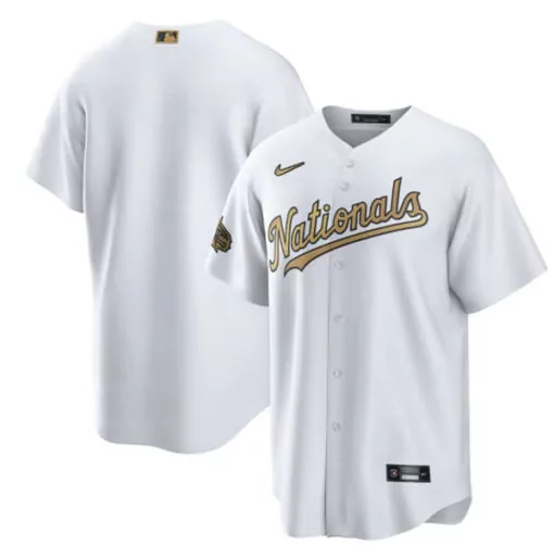 Blank Washington Nationals Jersey White Gold Cool Base Stitched