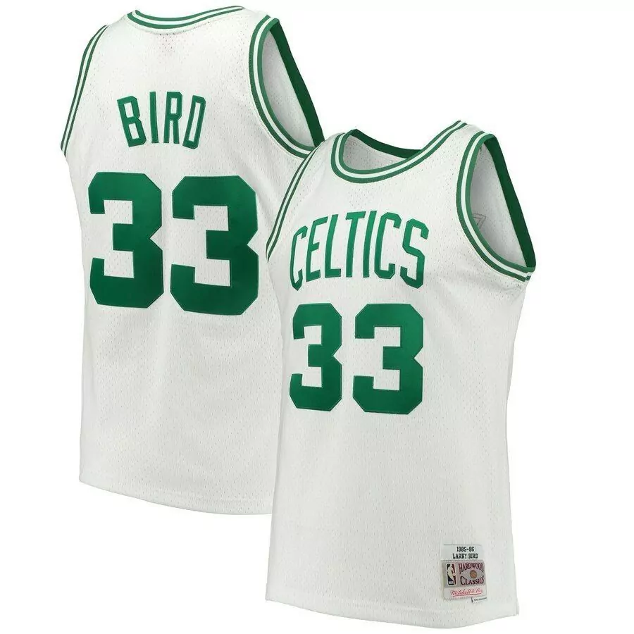 Larry Bird 33 Celtics Jersey White Hardwood Classics Men Player Green Swingman