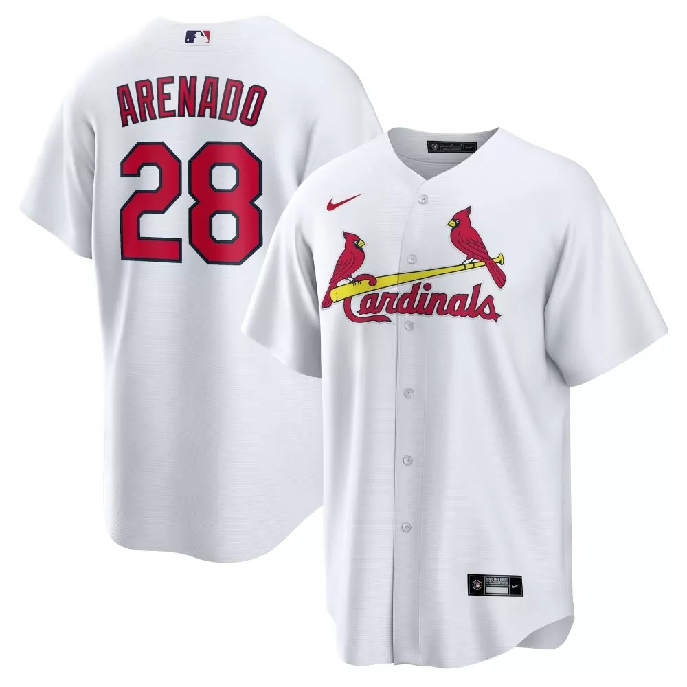 Nolan Arenado 28 Cardinals Jersey White Men Red Home Official