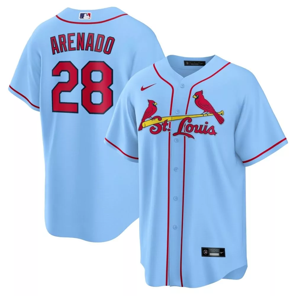 Nolan Arenado 28 Jersey Light Blue St. Louis Cardinals Men Alternate Red Official