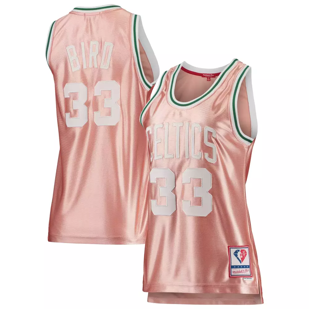 Larry Bird 33 Celtics Jersey Pink Throwback Mitchell Ness Men Alternate White Green