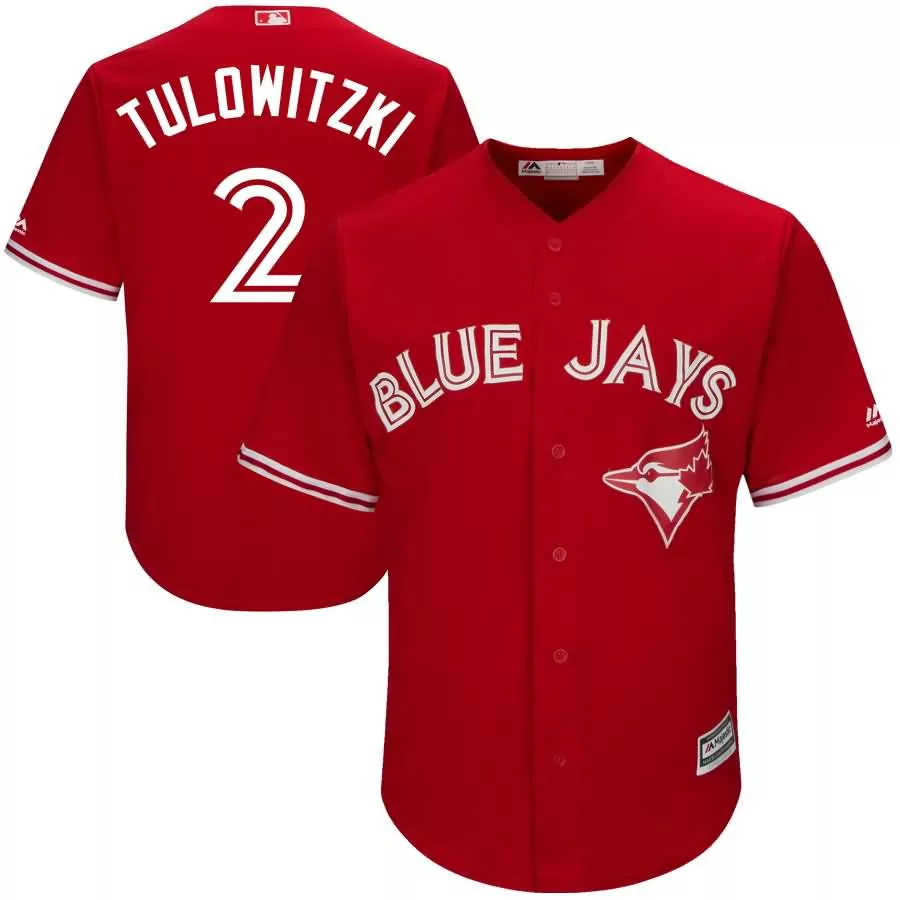 Troy Tulowitzki 2 Blue Jays Jersey Red Men White Cool Base