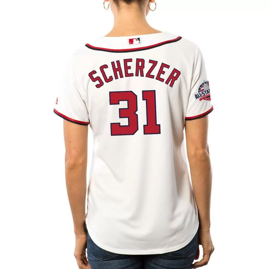 Max Scherzer 31 Atlanta Braves Jersey White All-star Game Women Red Navy All Home