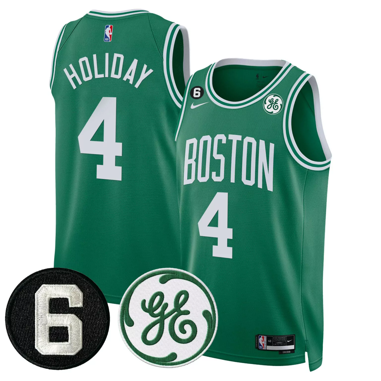 Jrue Holiday 4 Boston Celtics Jersey Green Ge Number Men NBA White Icon All Stitched