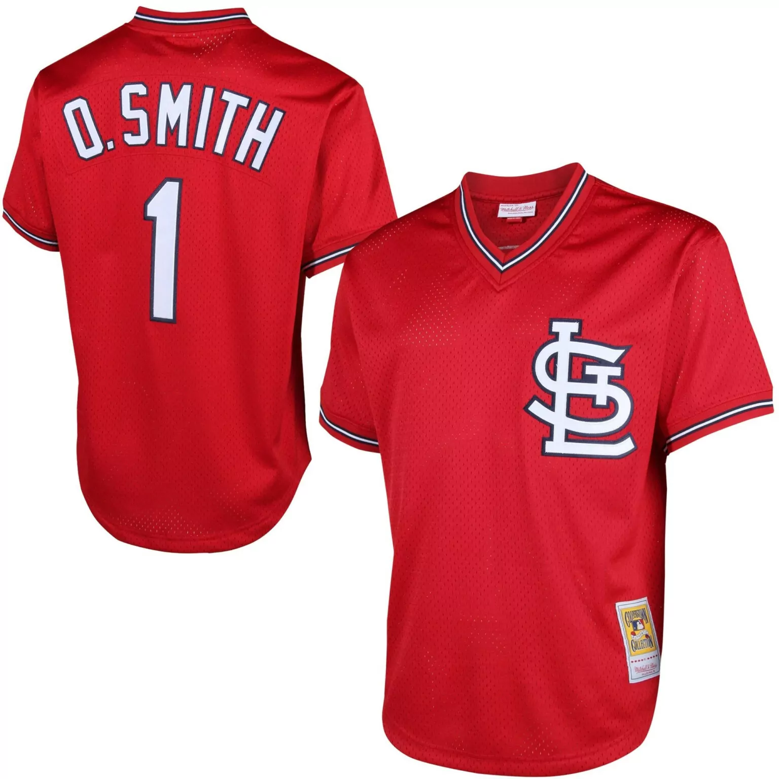 Ozzie Smith 1 St. Louis Cardinals Jersey Red Mitchell Ness Collection Men White Navy