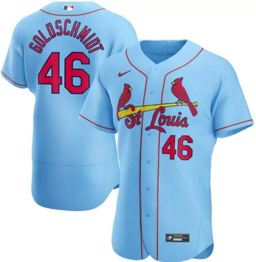 Paul Goldschmidt 46 Jersey Light Blue St. Louis Cardinals Men Red Yellow Flex Base