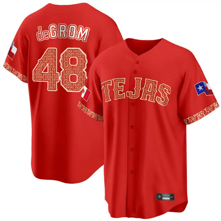 Jacob Degrom 48 Texas Jersey Red City Connect Flag Mexico 2023 Men Custom Design