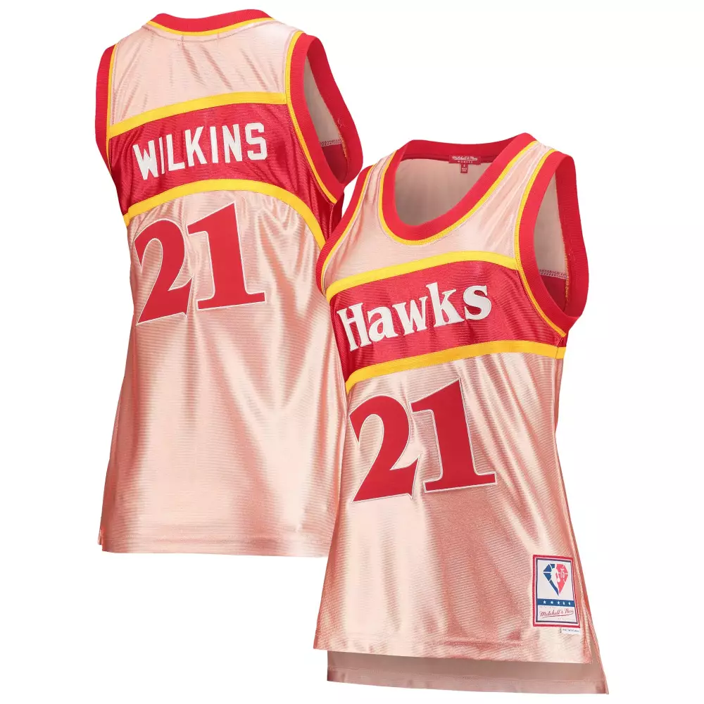Dominique Wilkins 21 Hawks Jersey Red Mitchell Ness Hardwood Classics Men Standard