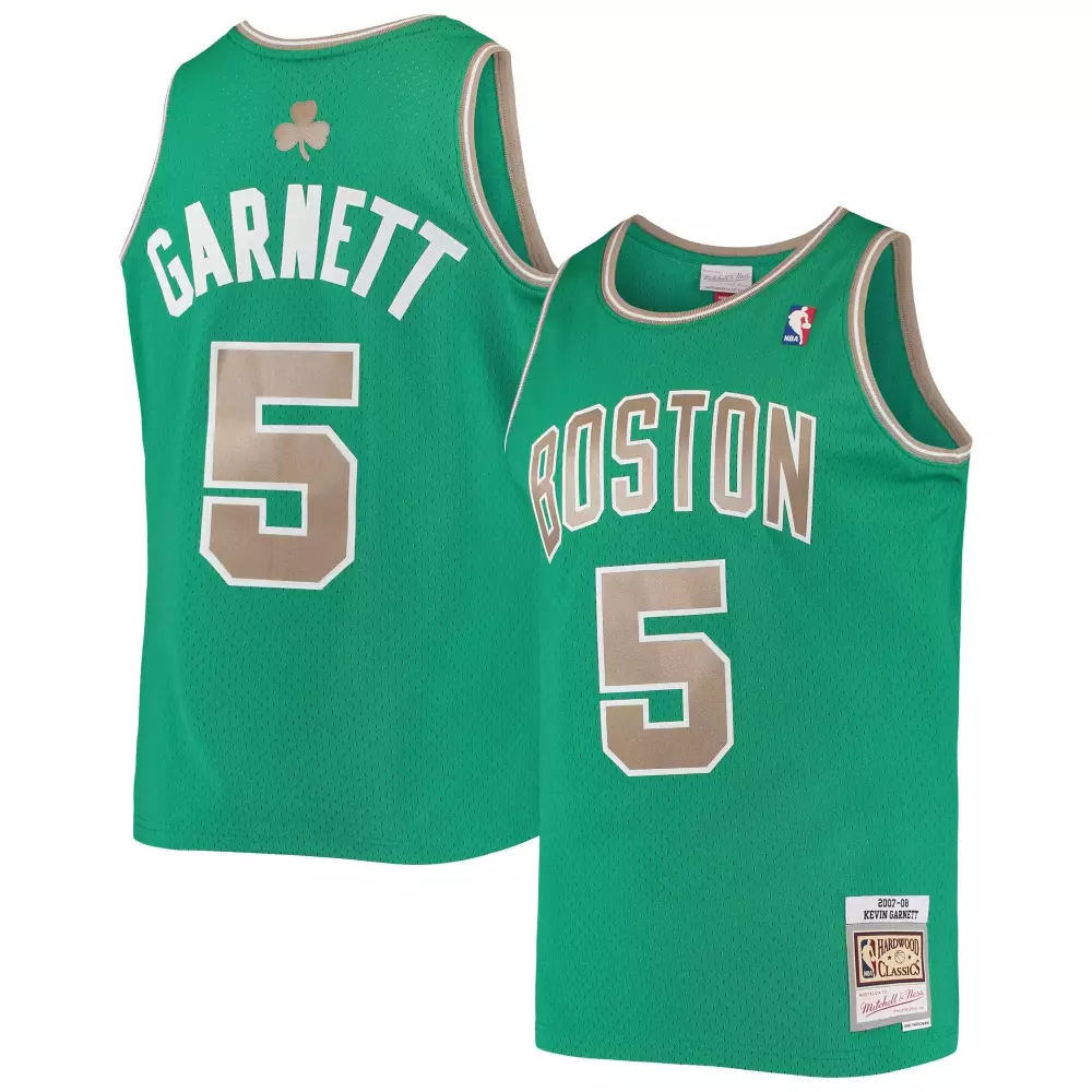 Kevin Garnett 5 Boston Celtics Jersey Green Hardwood Classics 2007 Men Replica White