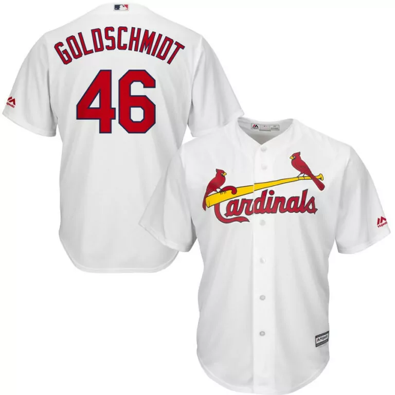 Paul Goldschmidt 46 Cardinals Jersey White Men Red Yellow Cool Base Stitched