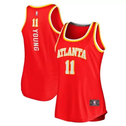 Trae Young 11 Atlanta Hawks Jersey Red Men Yellow White Icon