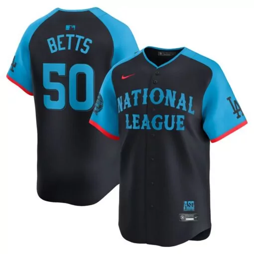 Mookie Betts 50 National League Jersey Black Asg Men Split Light Blue Red Game