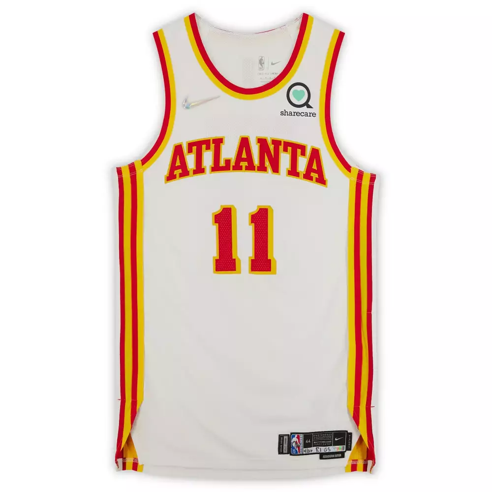 Trae Young 11 Atlanta Hawks Jersey White Sharecare Men Red Yellow Game