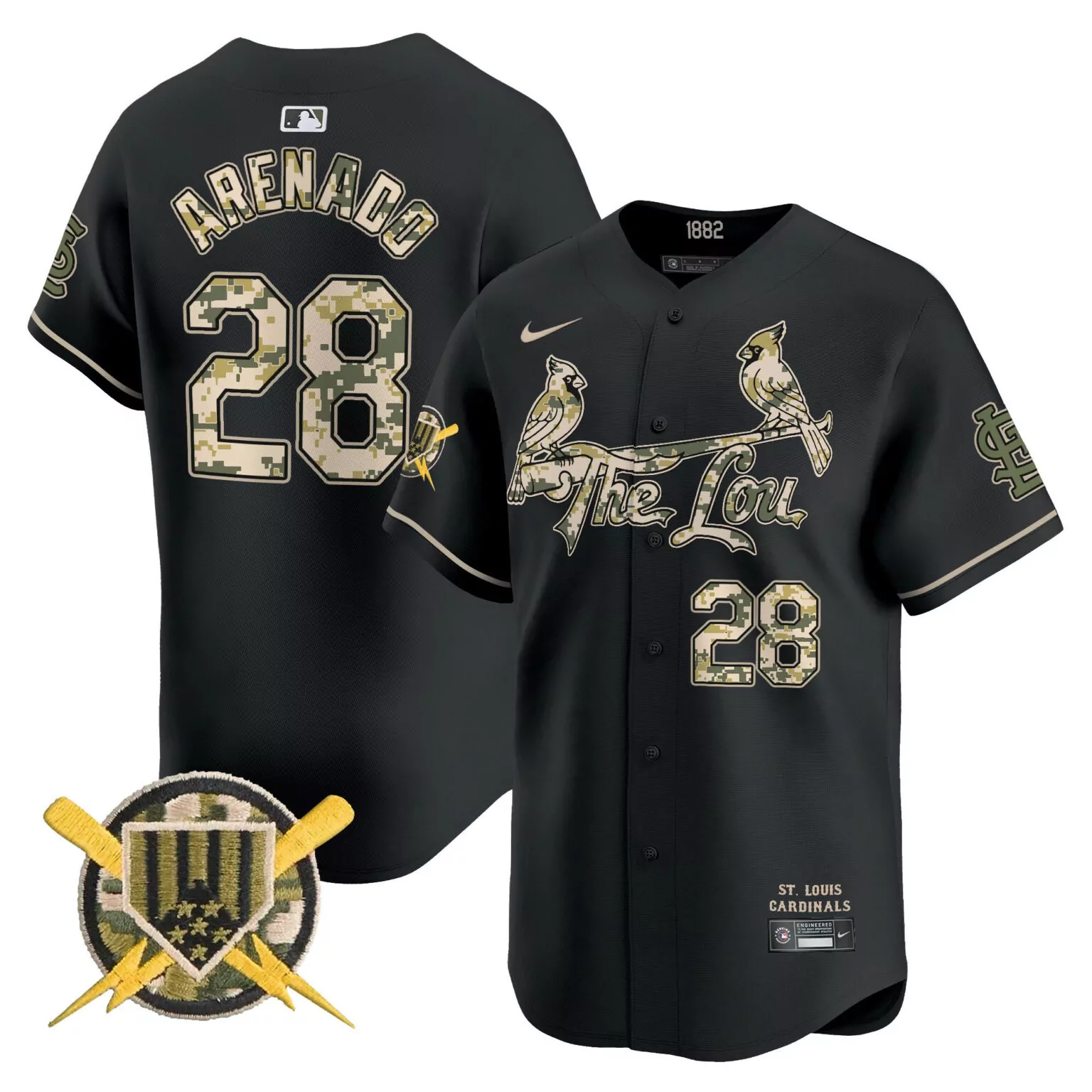 Nolan Arenado 28 Jersey Black Camo St. Louis Cardinals Baseball Bats Men Authentic