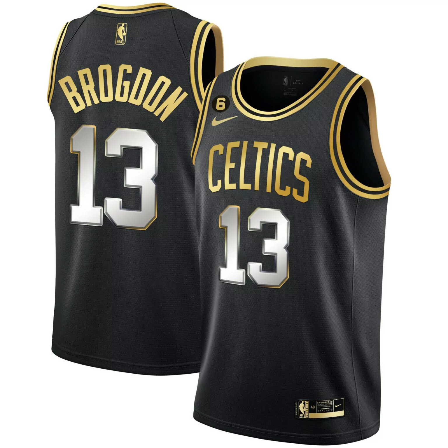 Malcolm Brogdon 13 Celtics Jersey Black Men Gold Silver Collection All Stitched