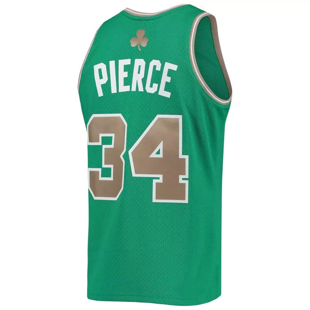 Paul Pierce 34 Boston Celtics Jersey Green Shamrock Men White Gold Hardwood Classics