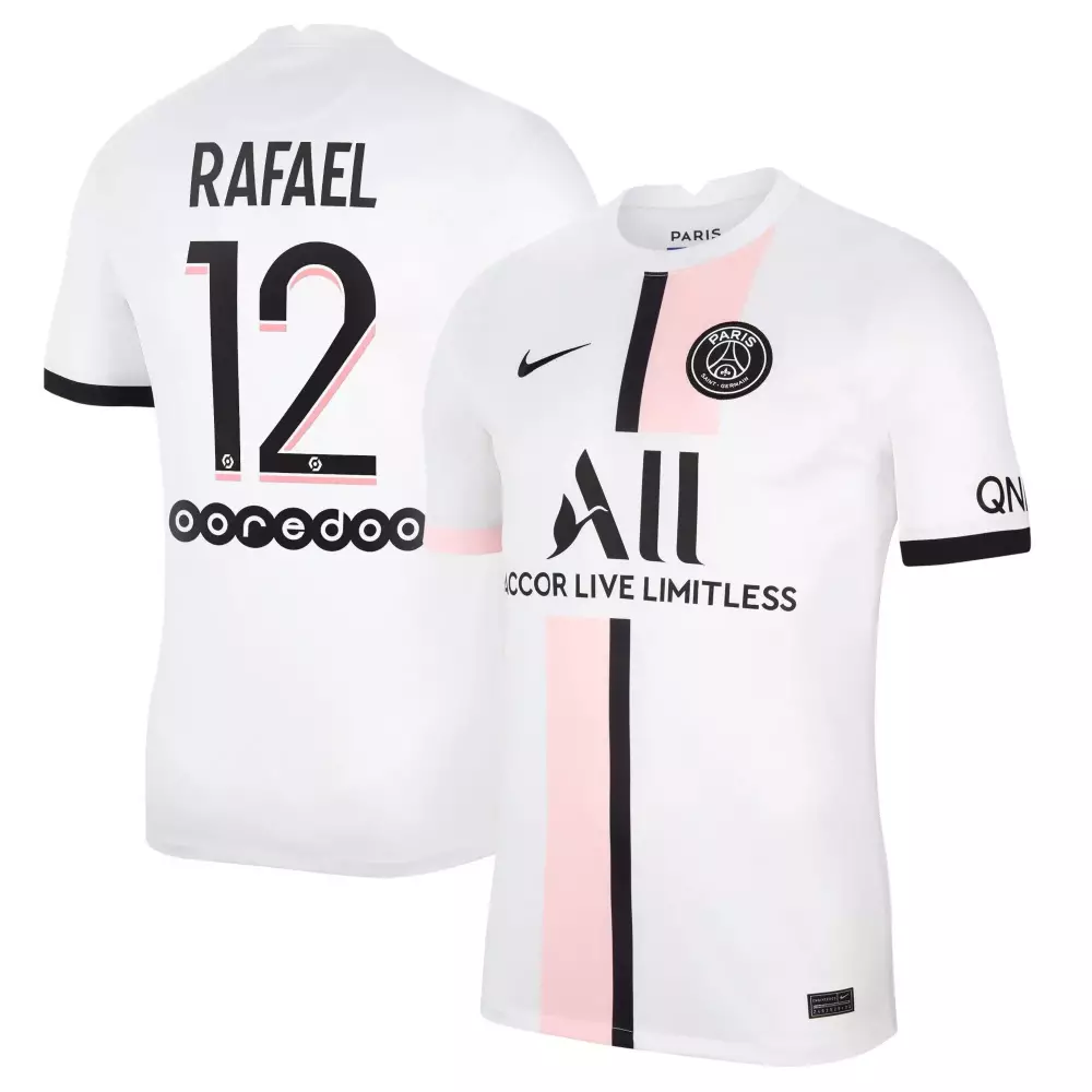 Rafael 12 Paris Saint-germain Jersey White Nike Dri-fit Ligue Men Black Pink Away