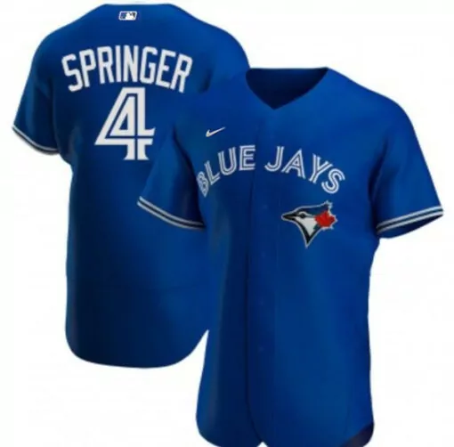 George Springer 4 Jersey Royal Blue Toronto Jays Men White Flex Base Stitched