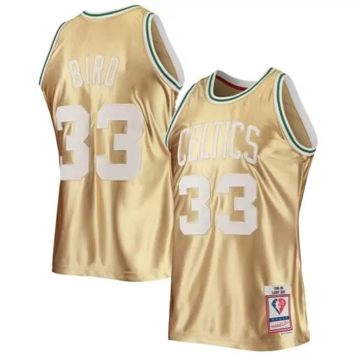 Larry Bird 33 Celtics Jersey Gold 1985-86 Mitchell Ness Men Swingman Throwback Design