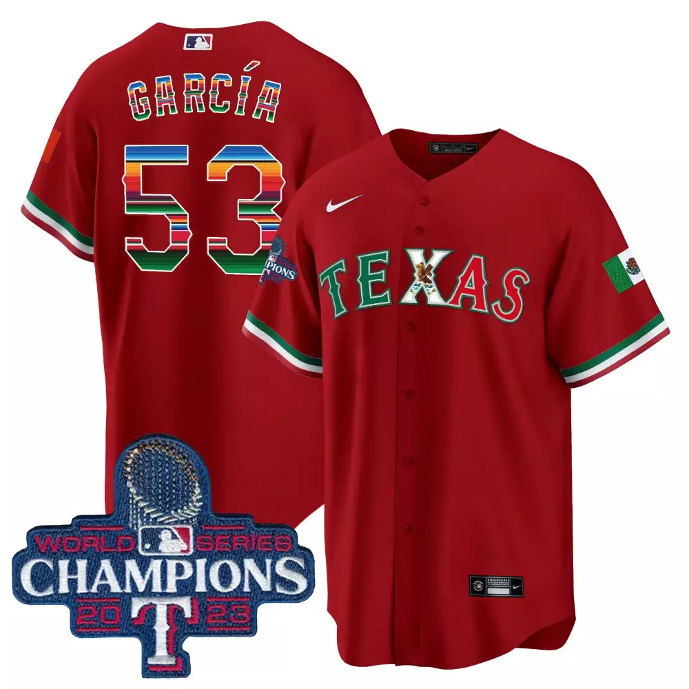 Adolis Garcia 53 Texas Jersey Red City Connect World Series Champions 2023 Men Split Design
