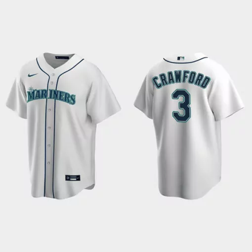 Jp Crawford 3 Mariners Jersey White Men Teal Navy Cool Base Stitched