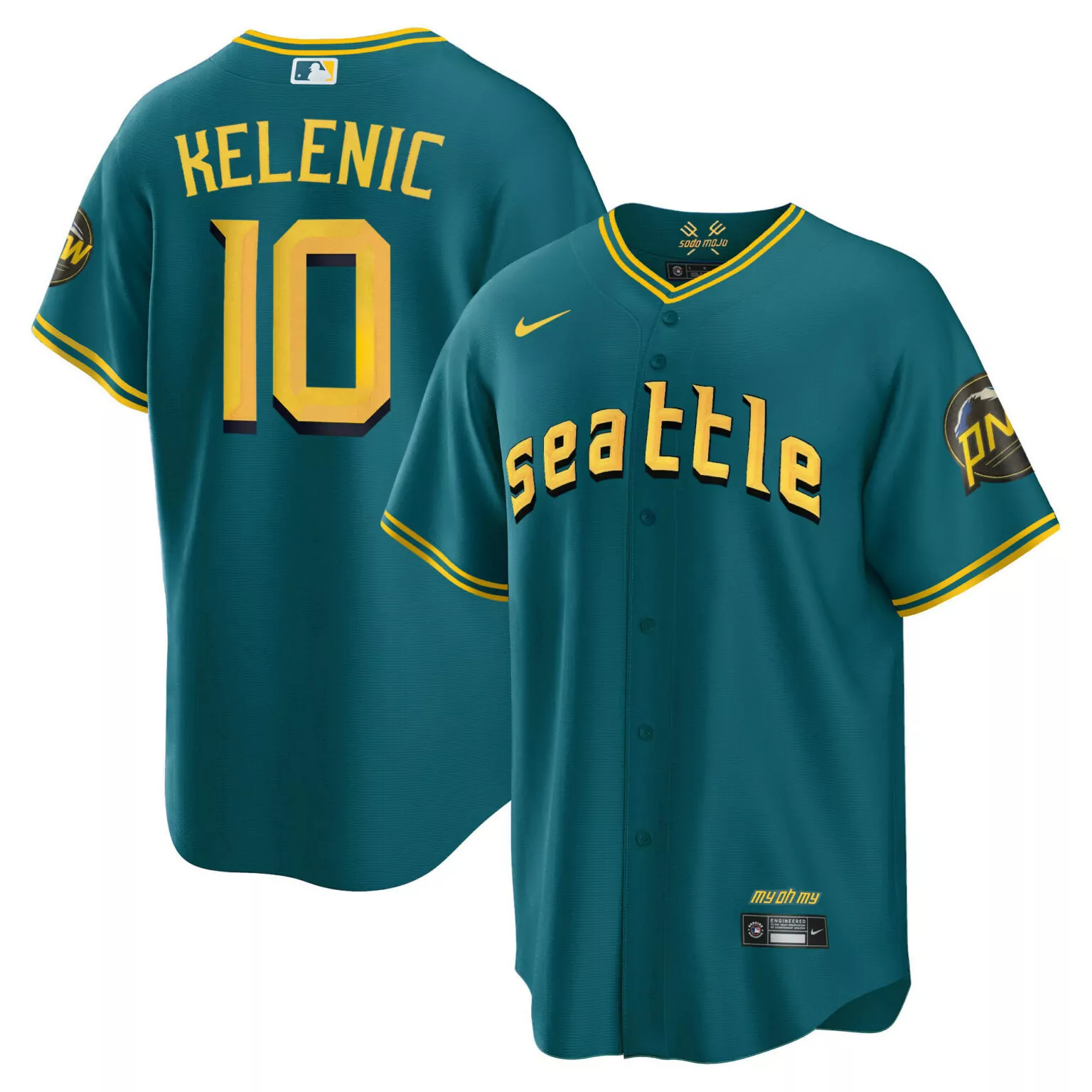 Jarred Kelenic 10 Jersey Teal Sodo Mojo Seattle Mariners Pnw Men Yellow Cool Collection