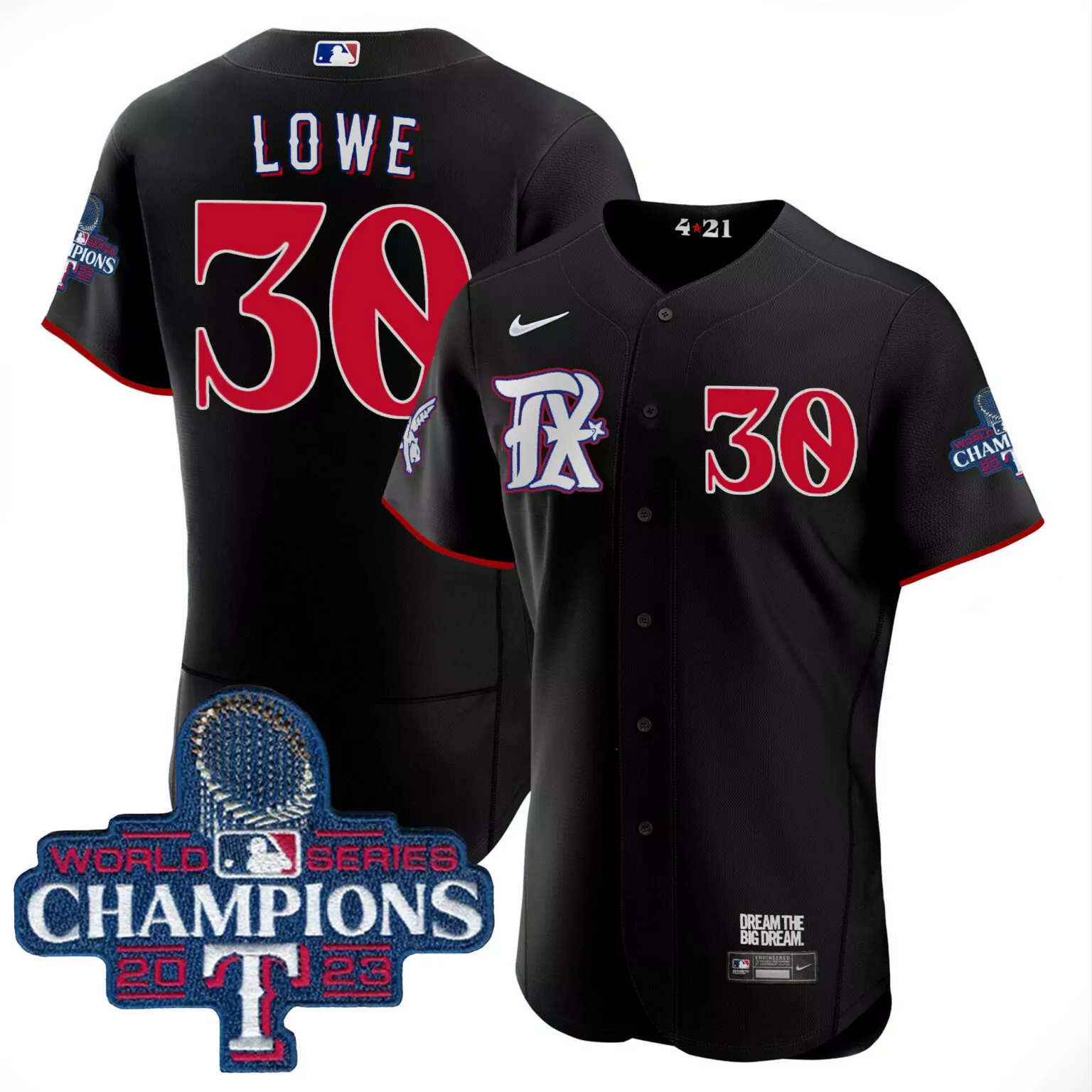 Nathaniel Lowe 30 Texas Rangers Jersey Black World Series Champions 2023 Men Red