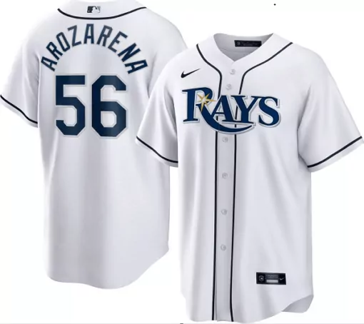 Randy Arozarena 56 Tampa Bay Rays Jersey White Men Navy Blue Light Cool Base Stitched